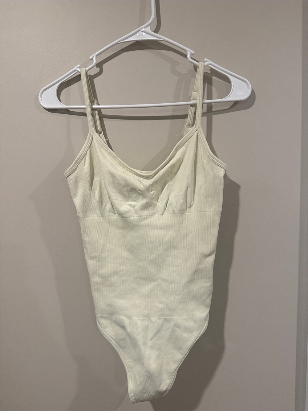 OQQ Women's Cream Shapewear Bodysuit with Adjustable Straps